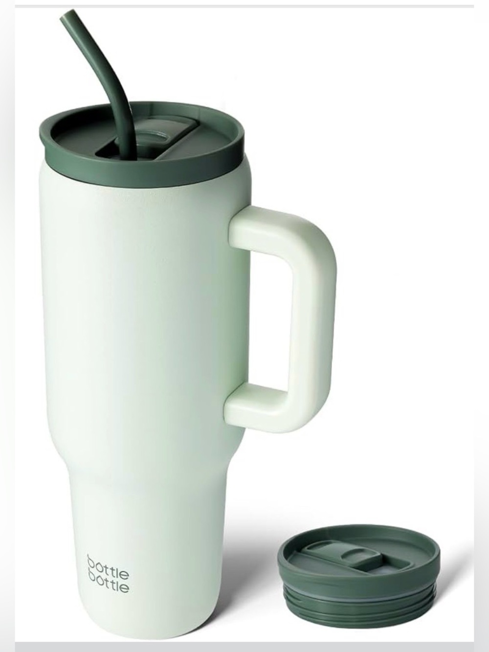 Mint Green Travel Mug with Handle & Dark Green Lid